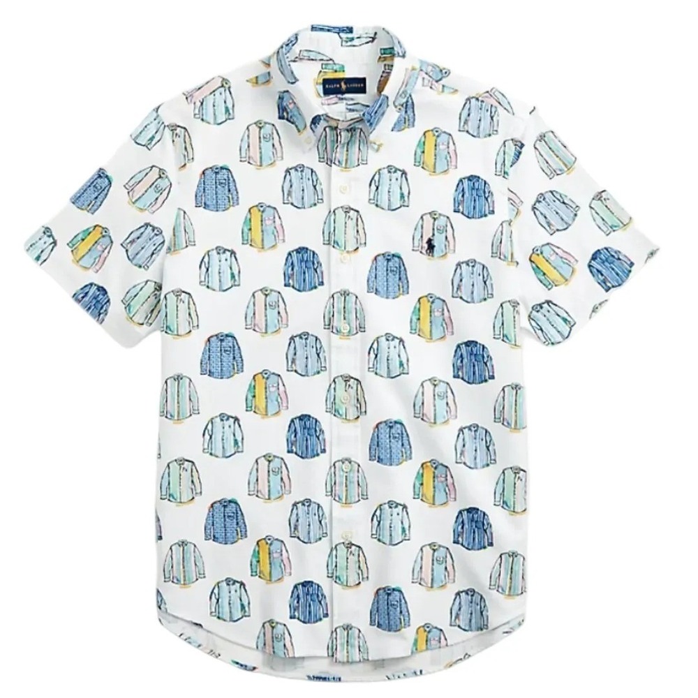 Polo Ralph Lauren Shirt Print Short Sleeve Men's Cotton Sz 4XB NWT $110